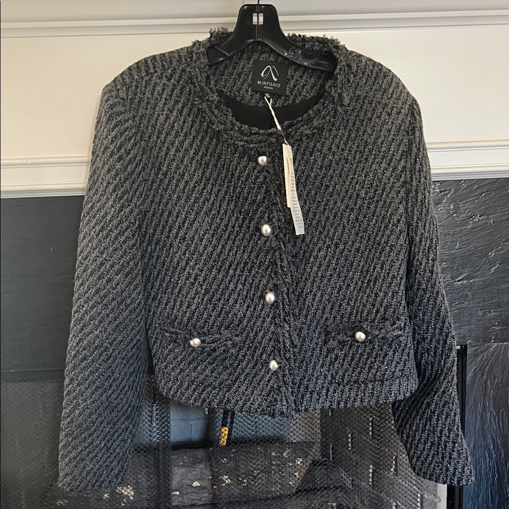 NWT M. INFISAVO New York Minerva Tweed Blazer Size XL